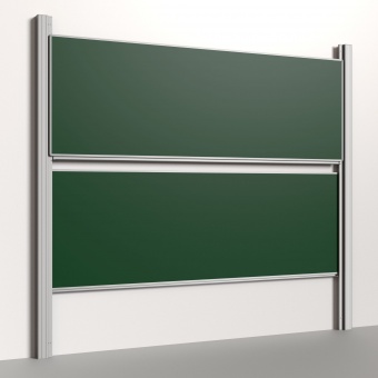 Pylonentafel, 300x100 cm, 2-flächig, höhenverstellbar, Stahlemaille grün 